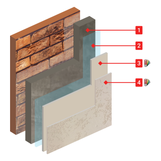 Решение декор КМ0 на высококачественную черновую штукатурку